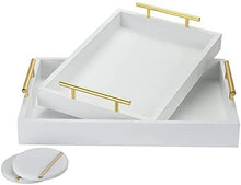 Load image into Gallery viewer, Decorative Trays and Marble Coasters - Set of 2