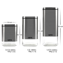 Load image into Gallery viewer, 3-Piece Stainless Steel and Clear Glass Airtight Container Set with Lids