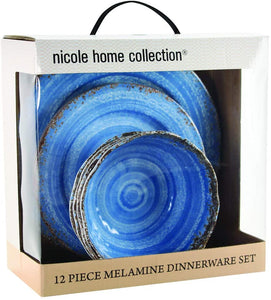 12-Piece Melamine Dinnerware Set - For Outdoor/Indoor Use ( Unbreakable )