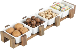 Dip Bowls Set with Wood Serving Tray