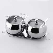 Load image into Gallery viewer, Stainless Steel Sugar Bowl with Lid Spoon and Tray