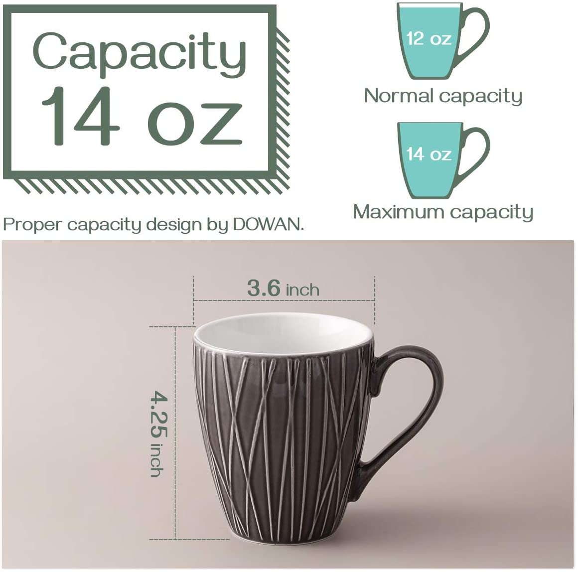 Mug Set with Broad Handle Set of 6
