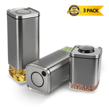 Load image into Gallery viewer, 3-Piece Stainless Steel and Clear Glass Airtight Container Set with Lids