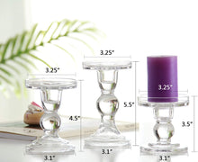 Load image into Gallery viewer, Clear Glass Candle Holder Set of 3