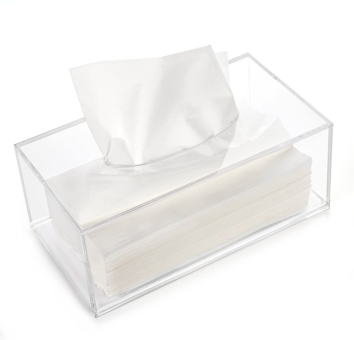 Acrylic Tissue Box Cover, Rectangular Facial Tissue Holder, Black