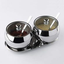 Load image into Gallery viewer, Stainless Steel Sugar Bowl with Lid Spoon and Tray