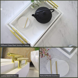 Decorative Trays and Marble Coasters - Set of 2