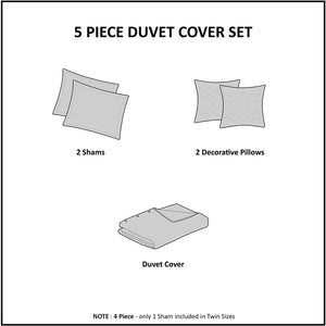 Metallic Duvet Cover Set, King/Cal King, Ivory/Gold