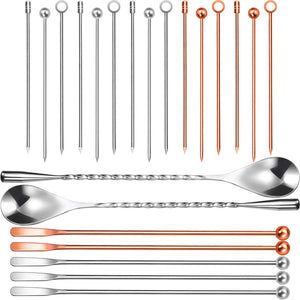 22 Pieces Stainless Steel Cocktail Spoon Set
