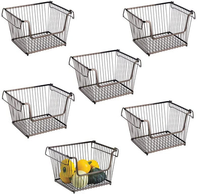 Stackable Basket with Handles 6 Pack