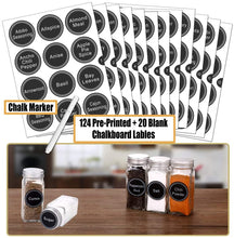 Load image into Gallery viewer, 14 Glass Spice Jars with Spice Labels