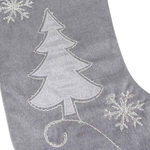 Velvet Christmas Stocking (Silver Christmas Tree)