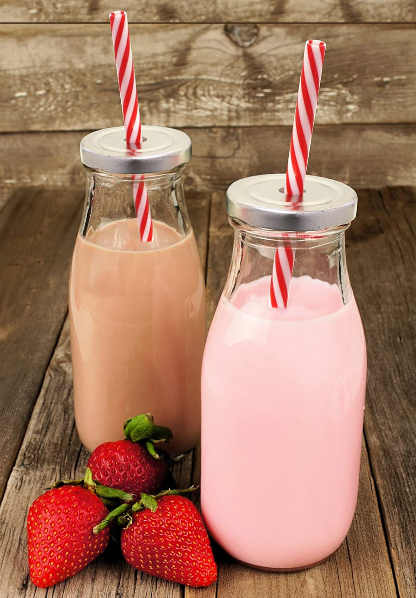 Glass Milk Bottles with Straws (Set of 6) – slyinspireme