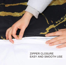 Load image into Gallery viewer, Gold Glitter Black Duvet Cover Set