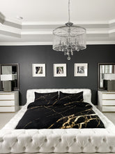 Load image into Gallery viewer, Gold Glitter Black Duvet Cover Set