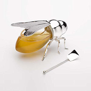 Silver Plated Bee Honey Jar with little paddle