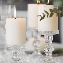 Load image into Gallery viewer, Clear Glass Candle Holder Set of 3