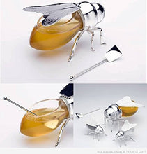 Load image into Gallery viewer, Silver Plated Bee Honey Jar with little paddle