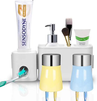 3 in 1 Toothbrush Holder with Automatic Toothpaste Dispenser