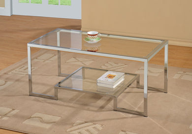 Chrome Glass Coffee Table with Shelf