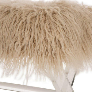 Luxurious Faux Fur Bench with Acrylic Legs