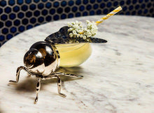 Load image into Gallery viewer, Silver Plated Bee Honey Jar with little paddle