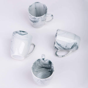 Marble design coffee mug set, set of 4