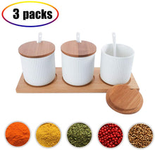 Load image into Gallery viewer, Ceramic Spice Containers with Bamboo Lid