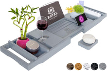 Load image into Gallery viewer, Bathtub Caddy Tray with Wine and Book Holder