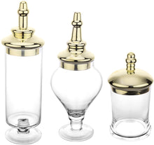Load image into Gallery viewer, Glass Apothecary Jars Set of 3