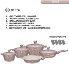 Load image into Gallery viewer, 9-piece Non Stick Marble Coating Cookware Set