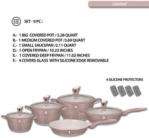 9-piece Non Stick Marble Coating Cookware Set