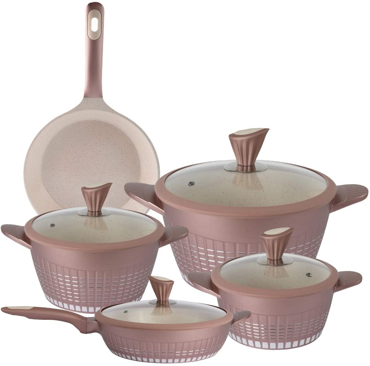 Non-Stick Cookware Set of 9 (pink)