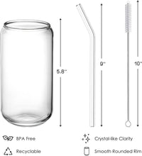 Load image into Gallery viewer, Drinking Glasses with Glass Straw 4pcs Set