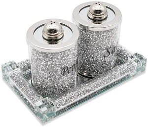Glam Salt&Pepper Shakers With Tray