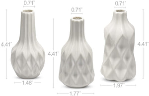 Small White Ceramic Vase Set of 3