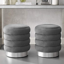 Load image into Gallery viewer, Velvet Ottoman with Silver Finish Pack of 1