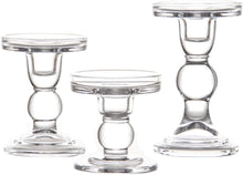 Load image into Gallery viewer, Clear Glass Candle Holder Set of 3