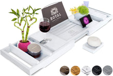 Load image into Gallery viewer, Bathtub Caddy Tray with Wine and Book Holder