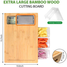 Load image into Gallery viewer, Bamboo Cutting Board with Containers