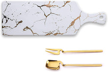 Load image into Gallery viewer, Ceramic Serving Tray with Gold Marble Pattern