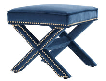 Load image into Gallery viewer, Velvet Ottoman, Navy