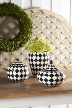 Load image into Gallery viewer, Black and White Ceramic Harlequin Canisters Set of 3