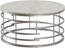 Load image into Gallery viewer, Round Faux Marble Coffee Table, Silver