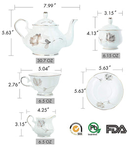 15-Piece Porcelain Ceramic Coffee Tea Sets