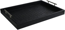 Load image into Gallery viewer, Leather Serving Tray with Metal Handles, Black