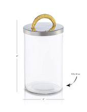 Load image into Gallery viewer, Glass Cookie/Candy Canister with Stainless Steel Lid- Silver and Gold (8&quot;H)
