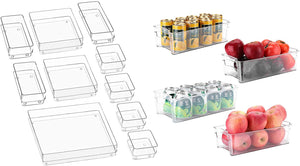 Organizer Tray Set 10 Pcs Bundle with Refrigerator Storage Bins (4 Pack)