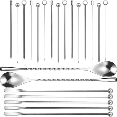 22 Pieces Stainless Steel Cocktail Spoon Set