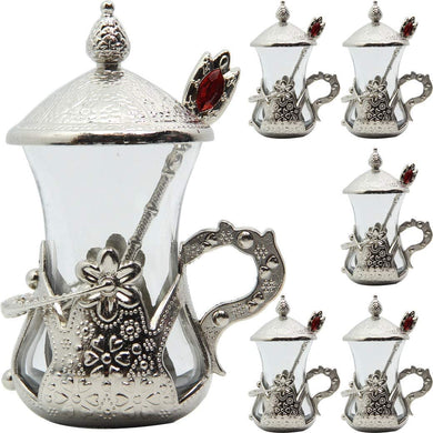 (SET OF 6) Handmade Turkish Tea Serving Set
